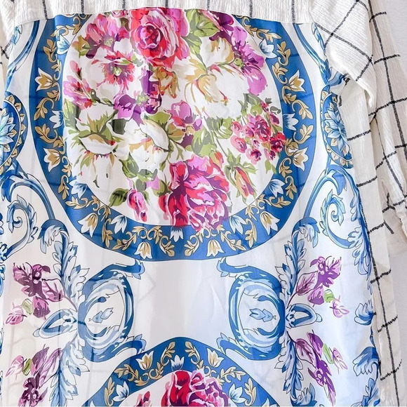 Soft Surroundings Gardenside Windowpane Cream Floral Tunic Shirt Dress XS - Picture 7 of 8